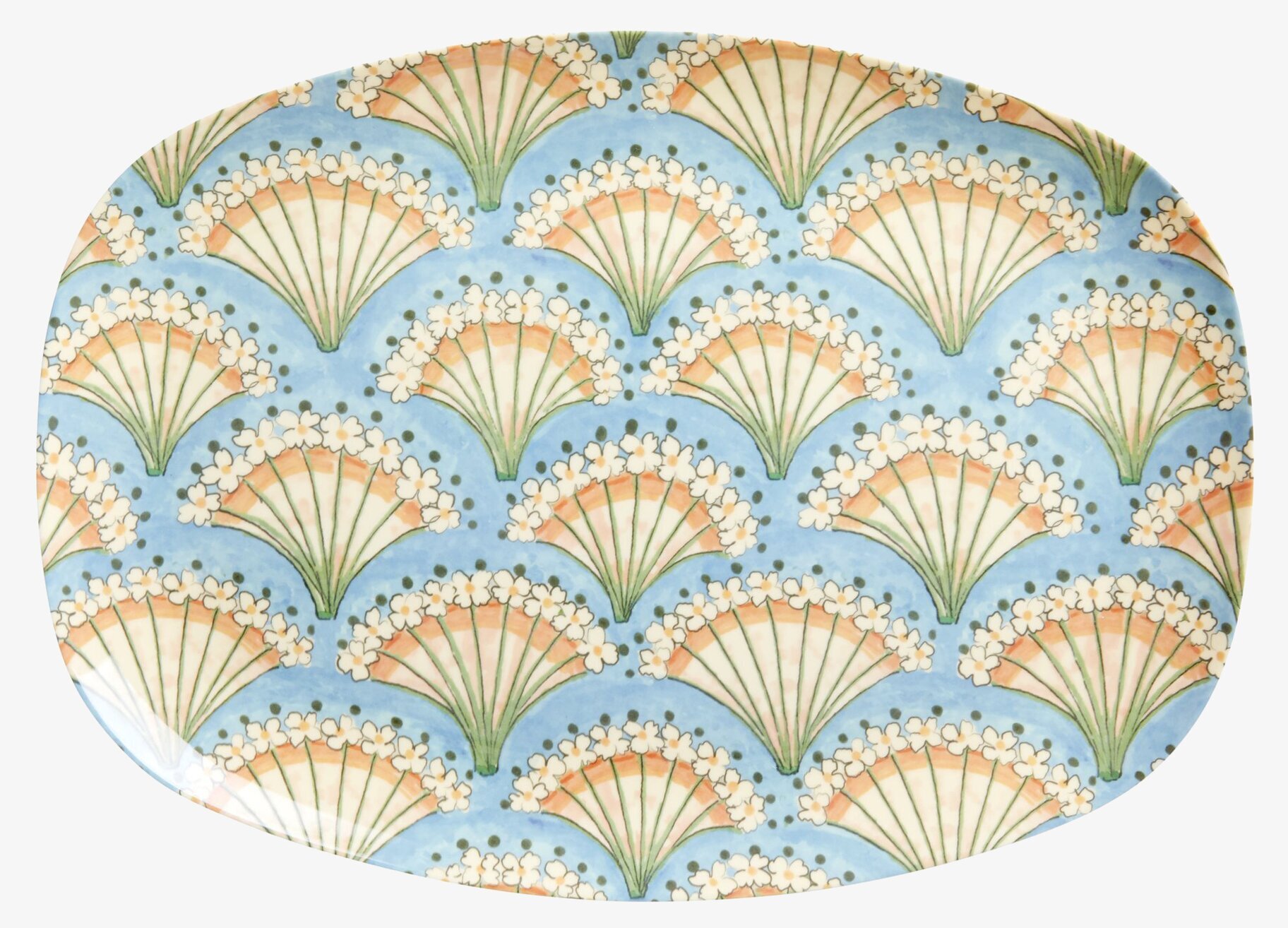 Tallrik Flower Fan Print från Rice med blått blommönster
