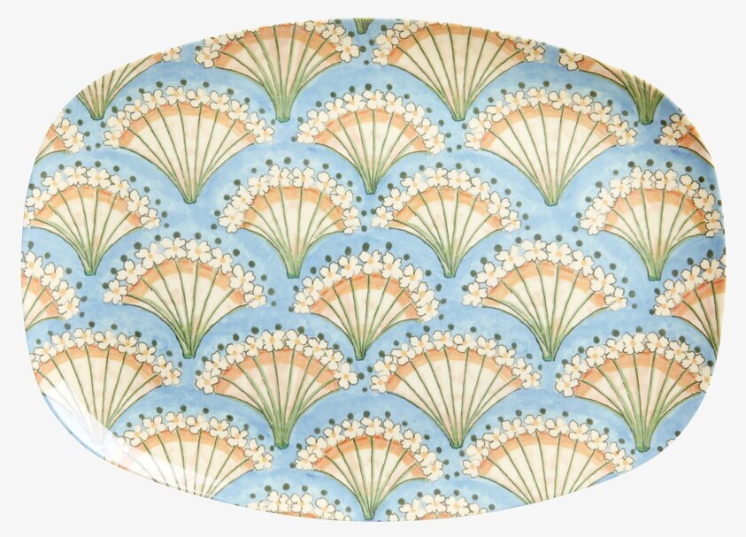 Tallrik Flower Fan Print från Rice med blått blommönster