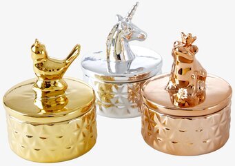 Smyckesbox Porslin från Rice i guld, silver och koppar