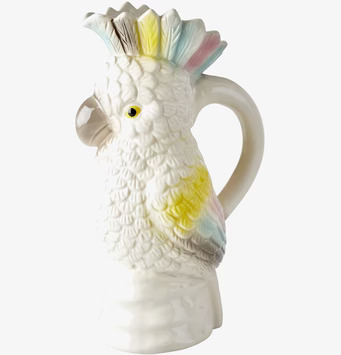 Kanna Kakadua från Rice, vit keramik med färgglada detaljer