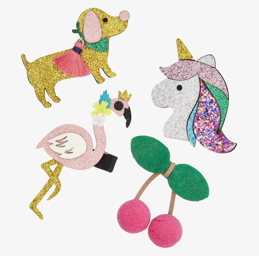 Hårspänne Glitter från Rice med färgglada figurer och glitter