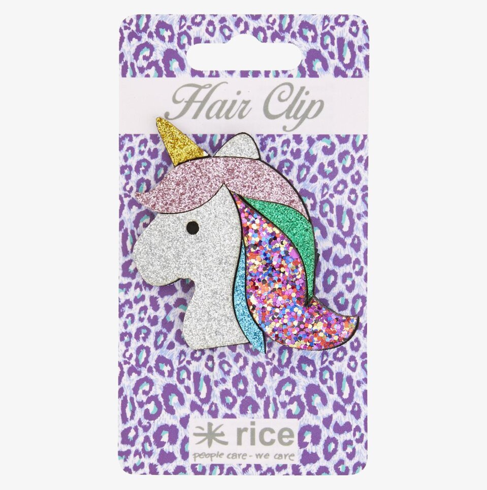 Hårspänne Glitter från Rice, enhörningshuvud med glitter