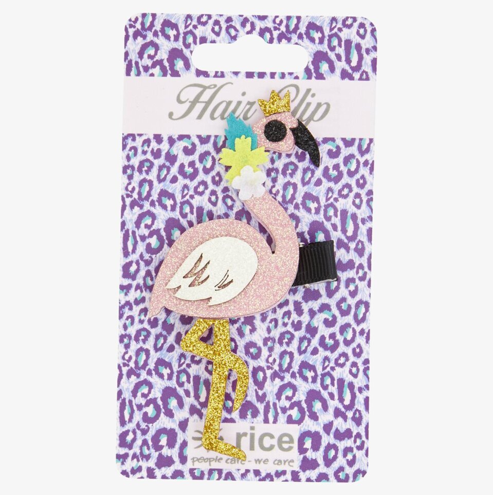 Hårspänne Glitter från Rice med flamingo och glitterdetaljer