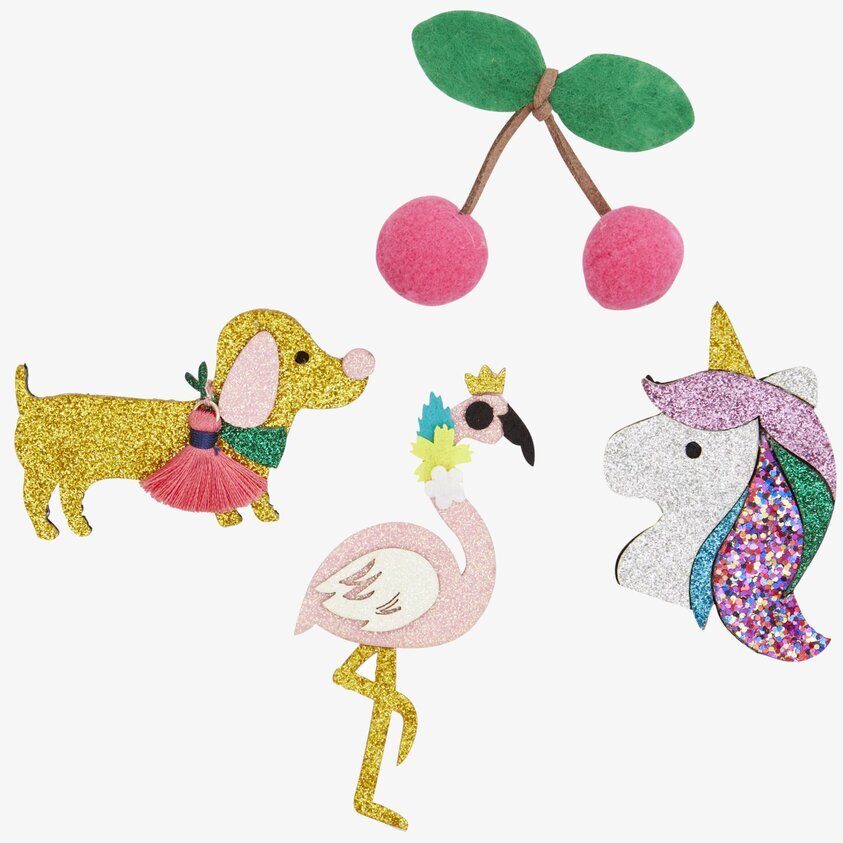 Brosch Glitter från Rice i fyra färgstarka designmönster