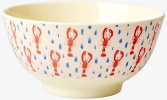 Skål Lobster Print från Rice med färgglada röda humrar