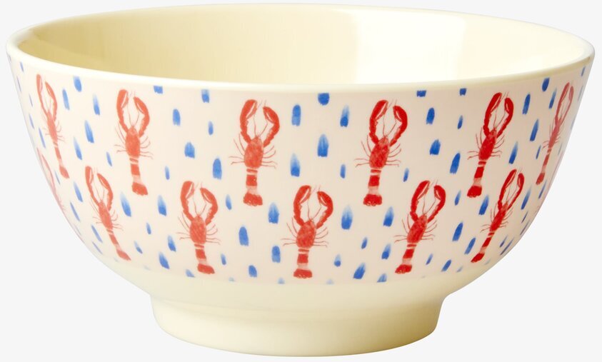 Skål Lobster Print från Rice med färgglada röda humrar