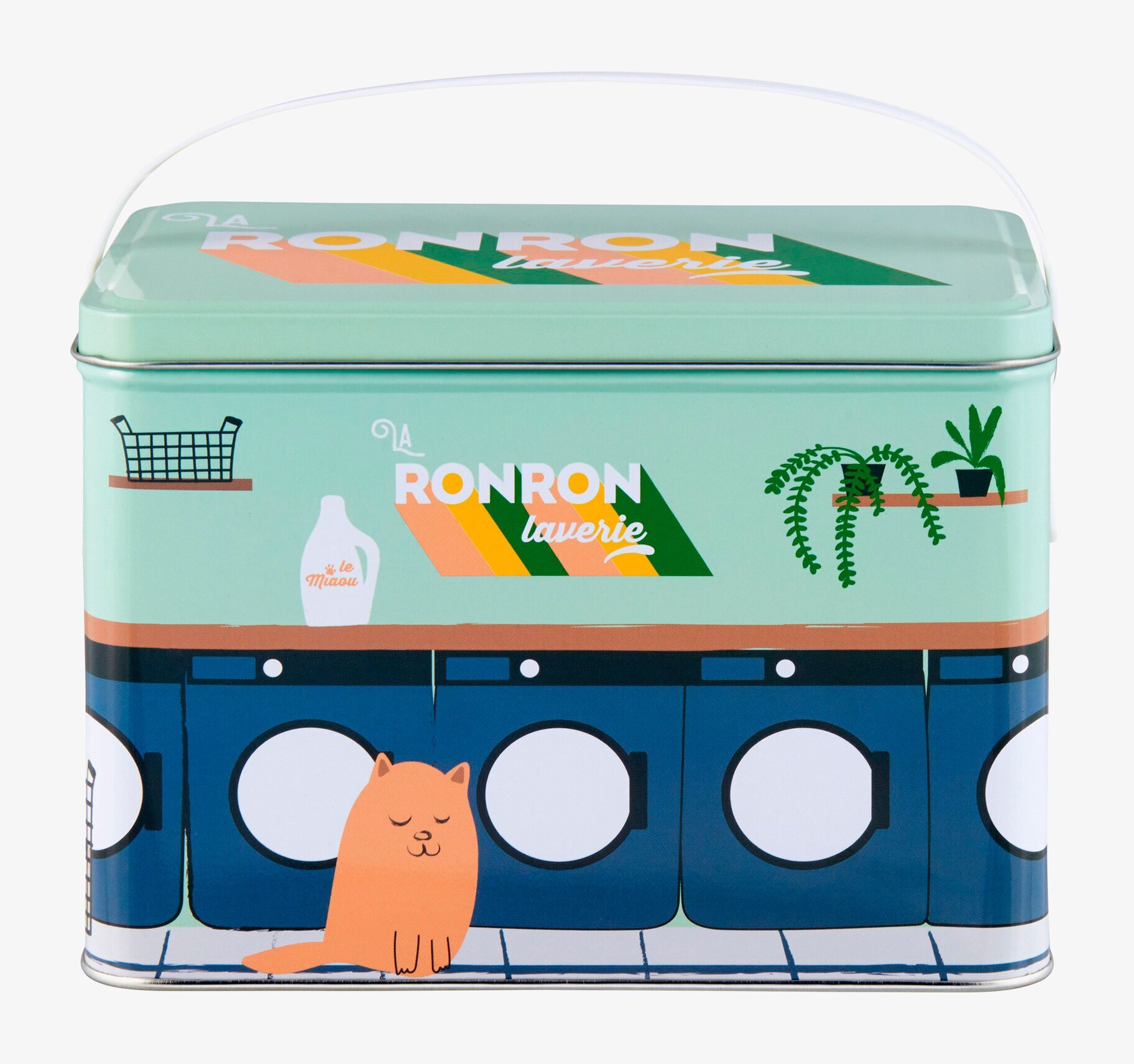 Bild av charmig och praktisk plåtburk för tvättmedel