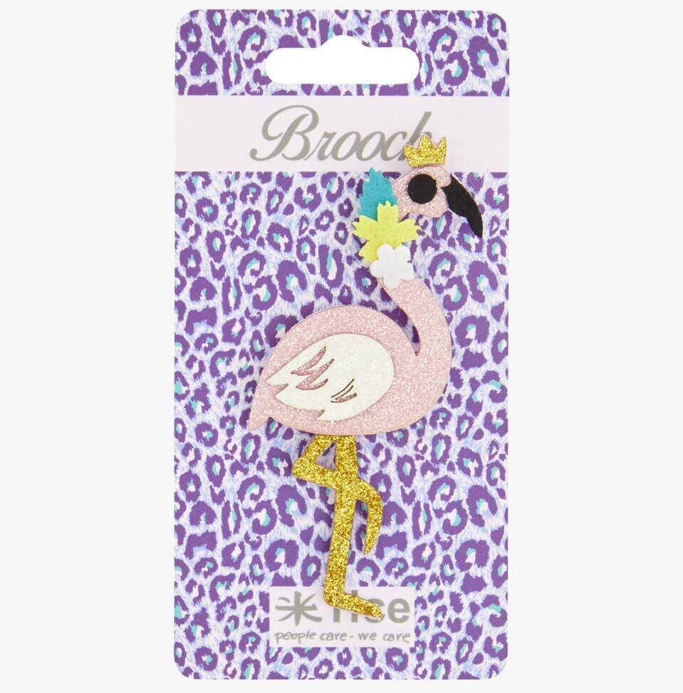 Brosch Glitter från Rice: Färgglad flamingo med glitter