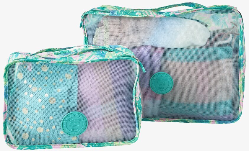 Packing Cubes Leaves Print från Rice med lövtryck och nätpaneler