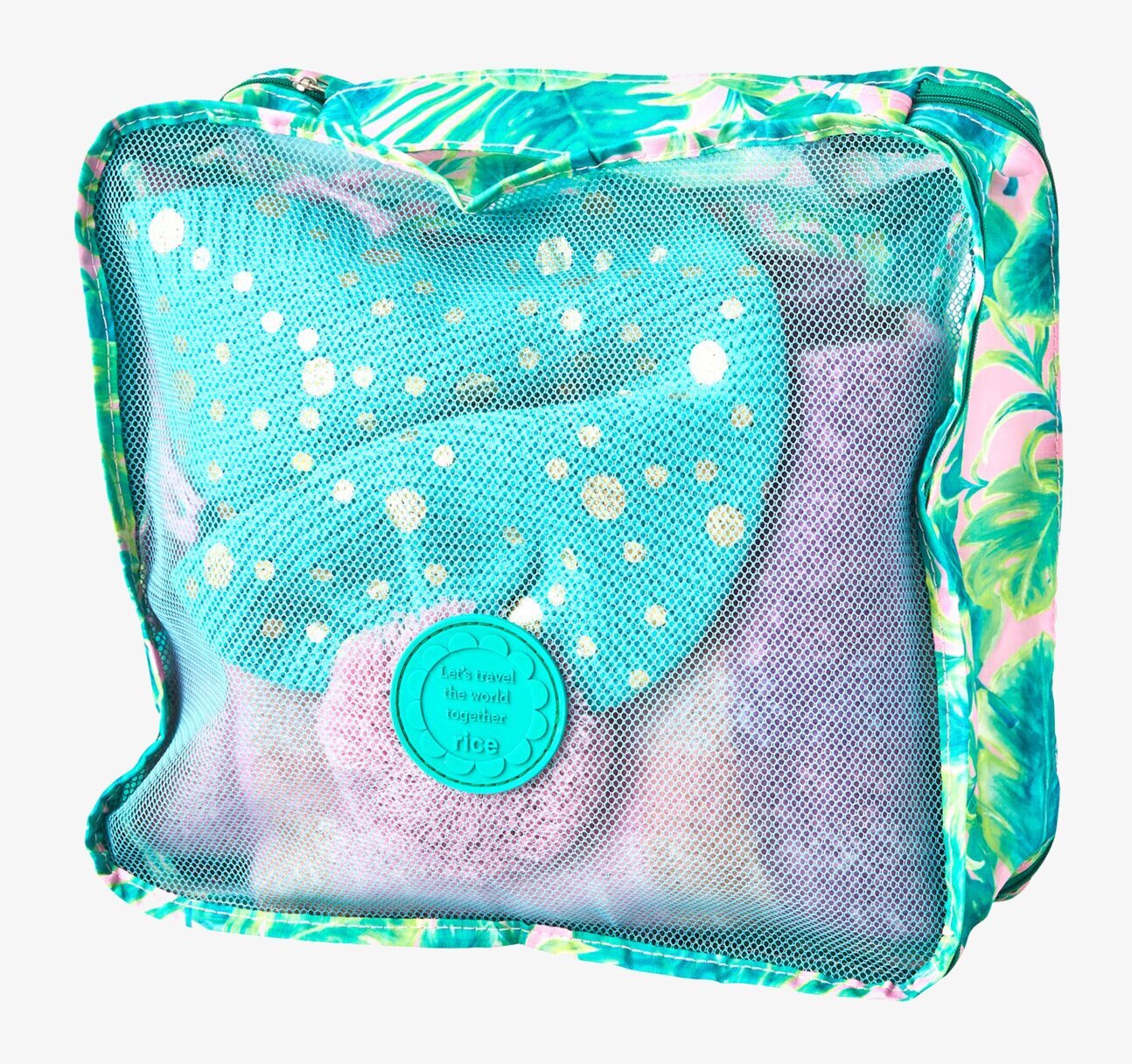 Packing Cube Leaves Print från Rice med bladtryck och nätfönster