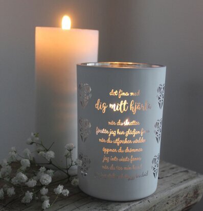 Ljuslykta Mitt Hjärta från Majas Cottage med hjärtmönster