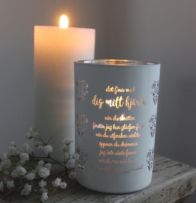 Ljuslykta Mitt Hjärta från Majas Cottage med hjärtmönster