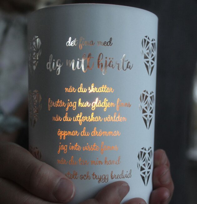 Ljuslykta Mitt Hjärta från Majas Cottage med hjärtmönster