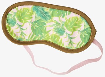 Sovmask från Rice med tropiskt bladmönster och rosa band