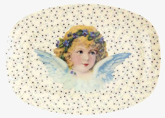 Liten Tallrik Angels Creme från Rice med änglabarn och blommor