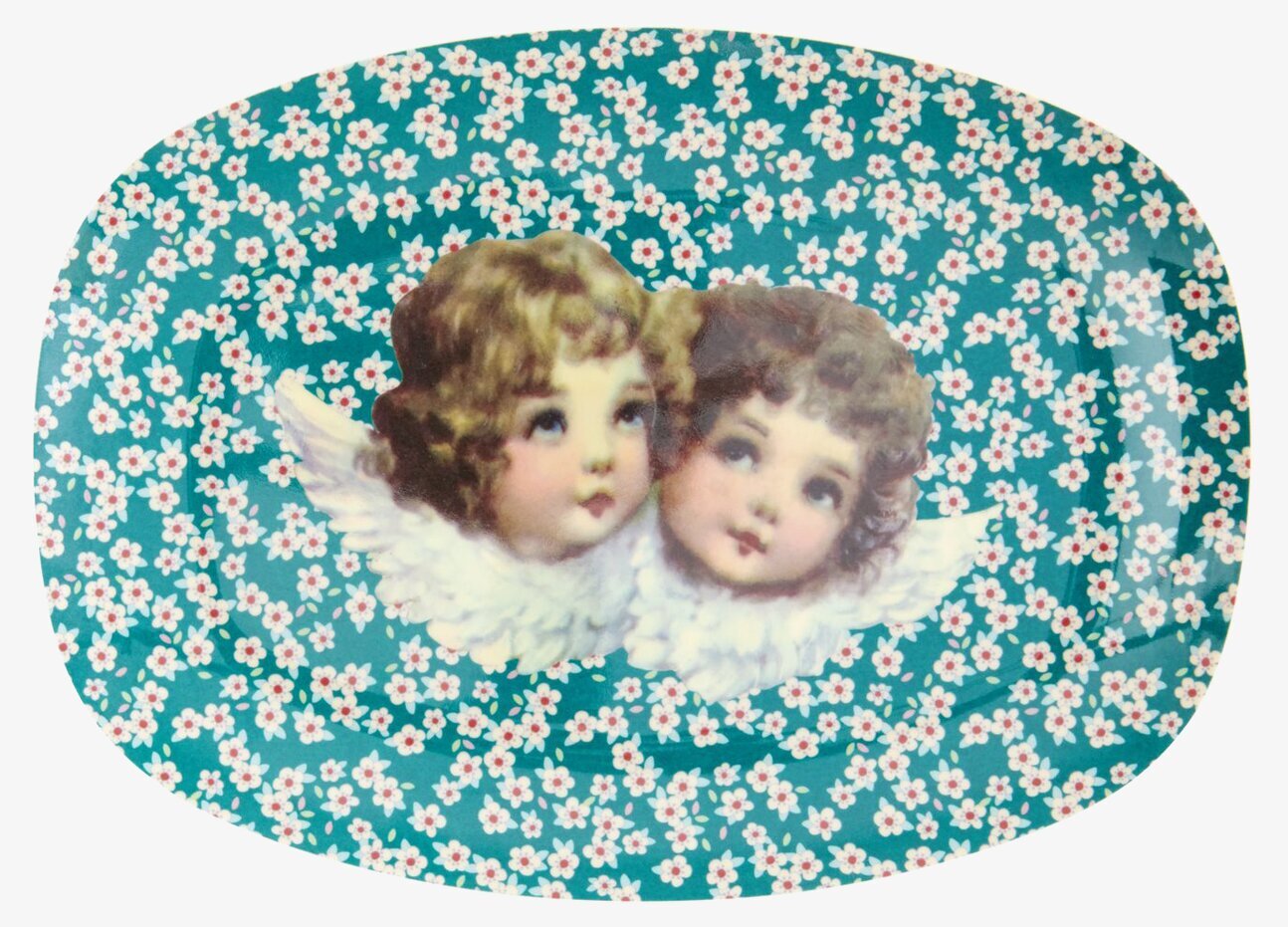 Liten Tallrik Angels Green från Rice med grönt blommönster