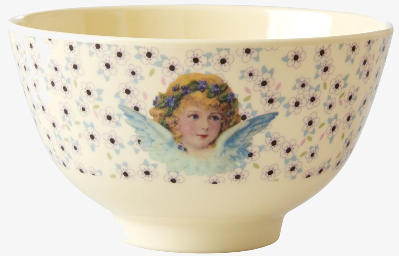 Liten Skål Angels Creme från Rice med ängel och blommor