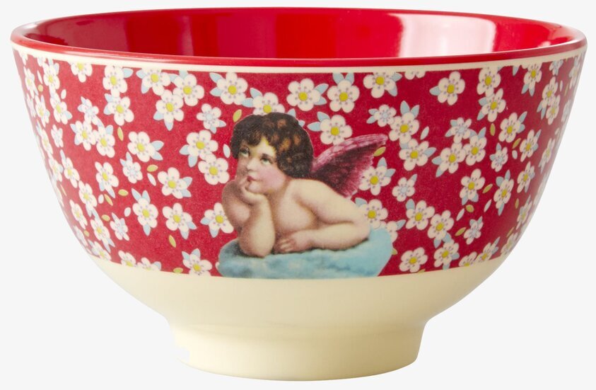 Liten Skål Angels Red från Rice med blommönster och ängel