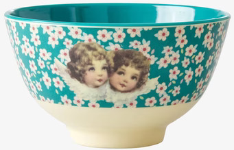 Liten Skål Angels Green från Rice med blommor och änglar