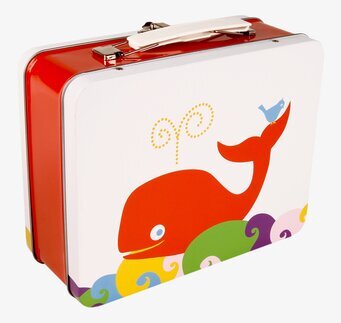 Lunchbox - Röd val från Blafre med färgglad valillustration