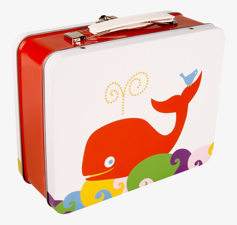 Lunchbox - Röd val från Blafre med färgglad valillustration