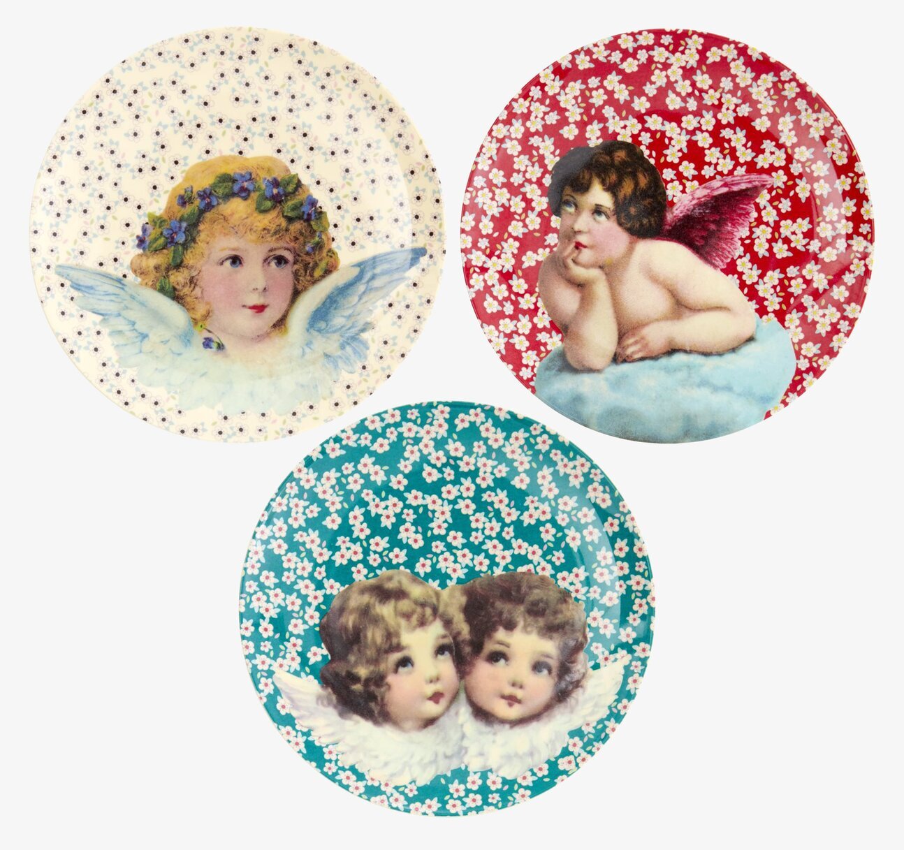 Desserttallrik Angels Red från Rice med änglamotiv