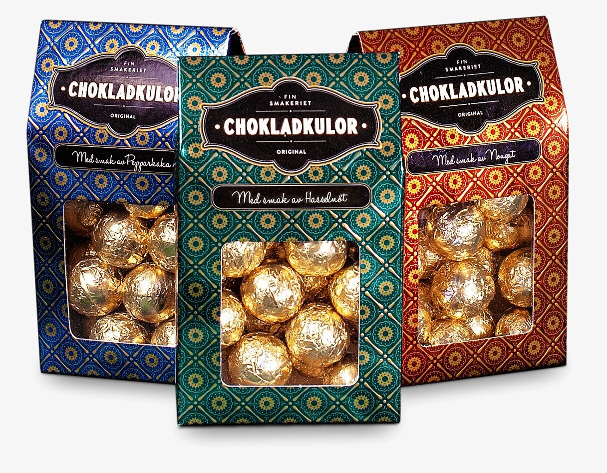 Chokladkulor Pepparkaka från Finsmakeriet i blå förpackning