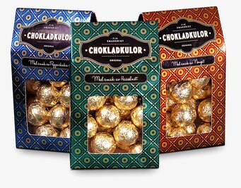 Chokladkulor Pepparkaka från Finsmakeriet i blå förpackning
