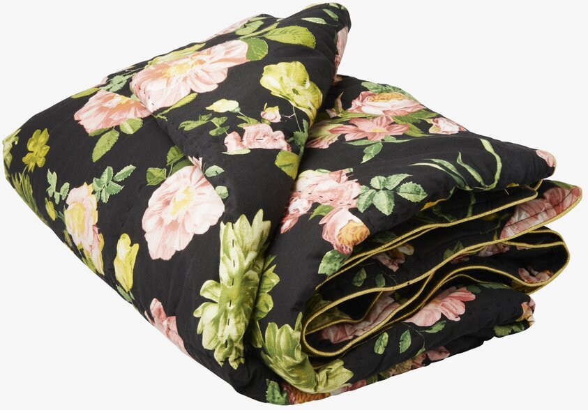 Cotton Quilt Dark Rose Print från Rice med blommigt mönster