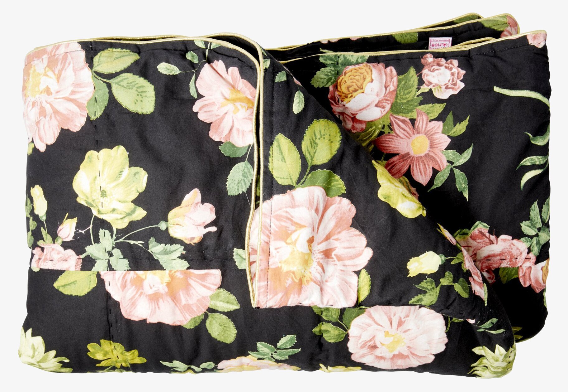 Cotton Quilt Dark Rose Print från Rice med rosor och blad