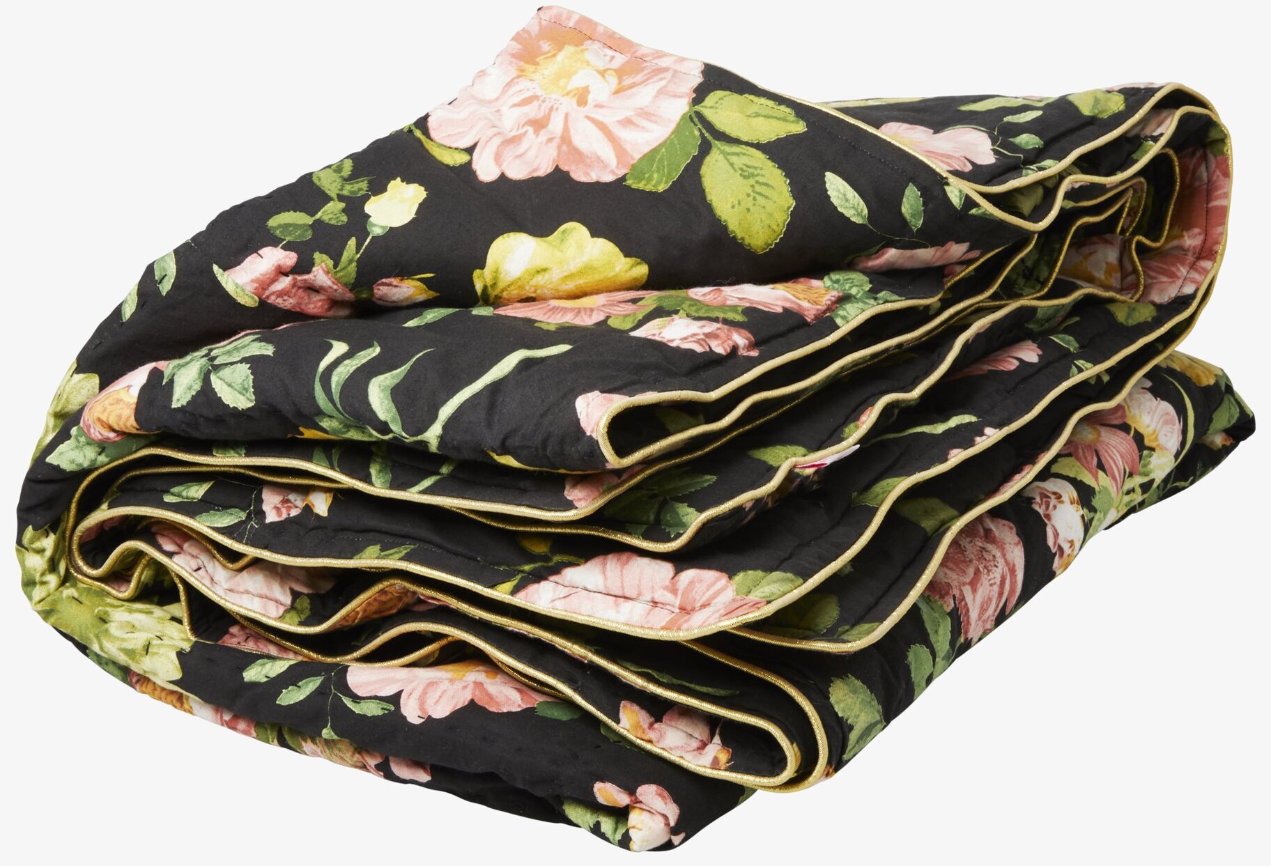 Cotton Quilt Dark Rose Print från Rice med blommigt mönster