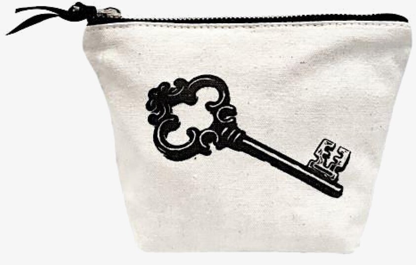 Fodral Nycklar från Bag All - beige tyg med svart nyckelmotiv