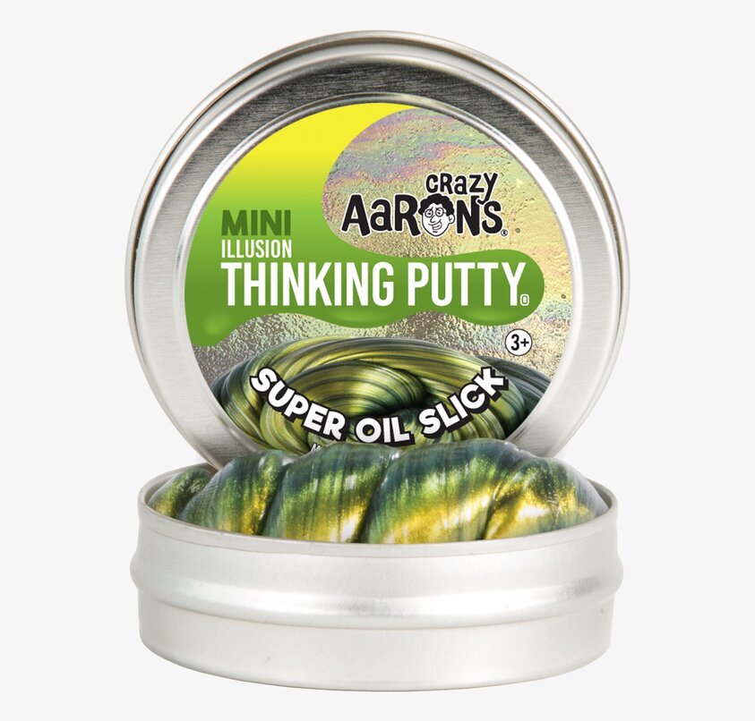 Super Oil Slick från Crazy Aarons Thinking Putty i metallburk