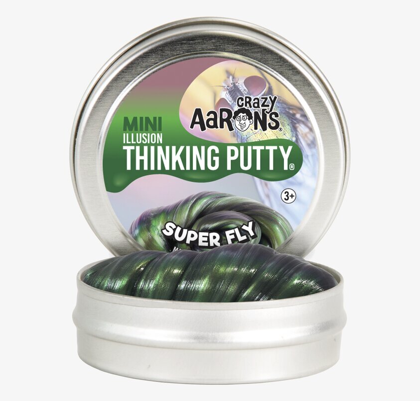 Super Fly från Crazy Aarons Thinking Putty i en metallburk