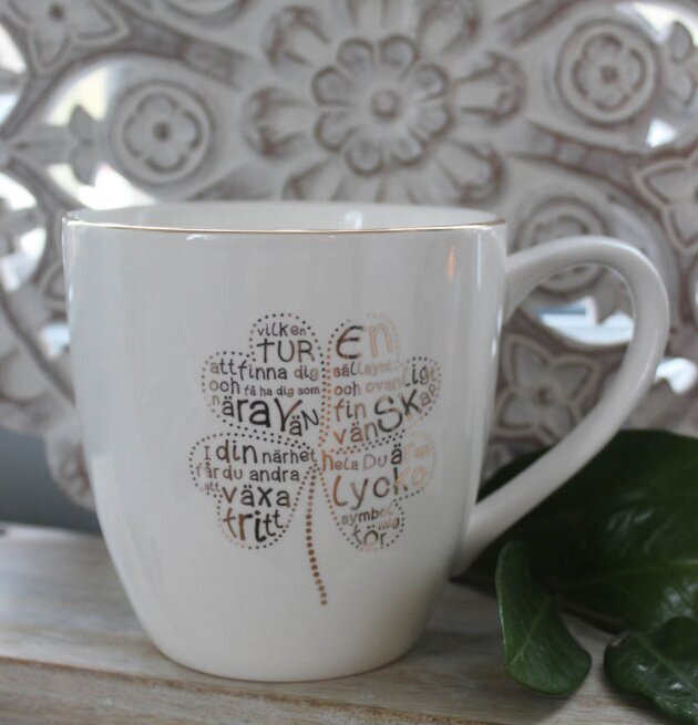 Mugg Vänskap - Majas Cottage med fyrklöver och inspirerande ord