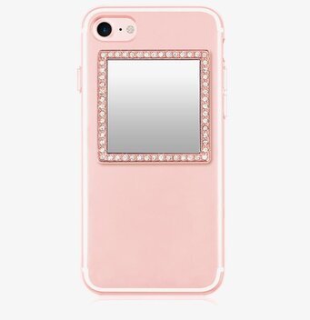Phone Mirror - Rose Gold Crystals från iDecoz på vit bakgrund