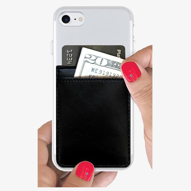 Phone Pocket - Black från iDecoz fäst på vit smartphone