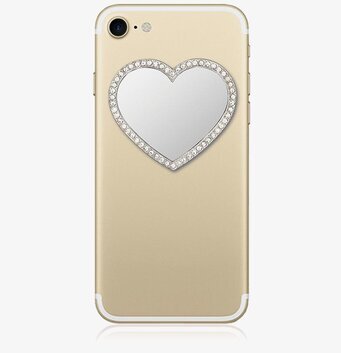 Phone Mirror - Silver Heart Crystals från iDecoz på telefon