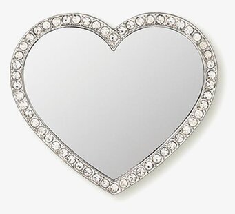 Phone Mirror - Silver Heart Crystals från iDecoz på vit bakgrund