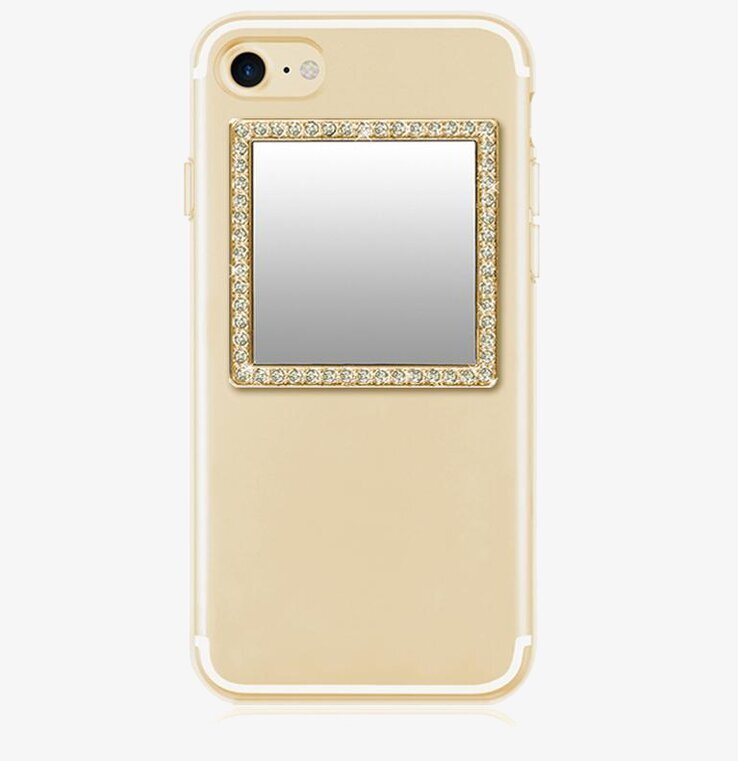 Phone Mirror - Gold Crystals från iDecoz på mobiltelefon