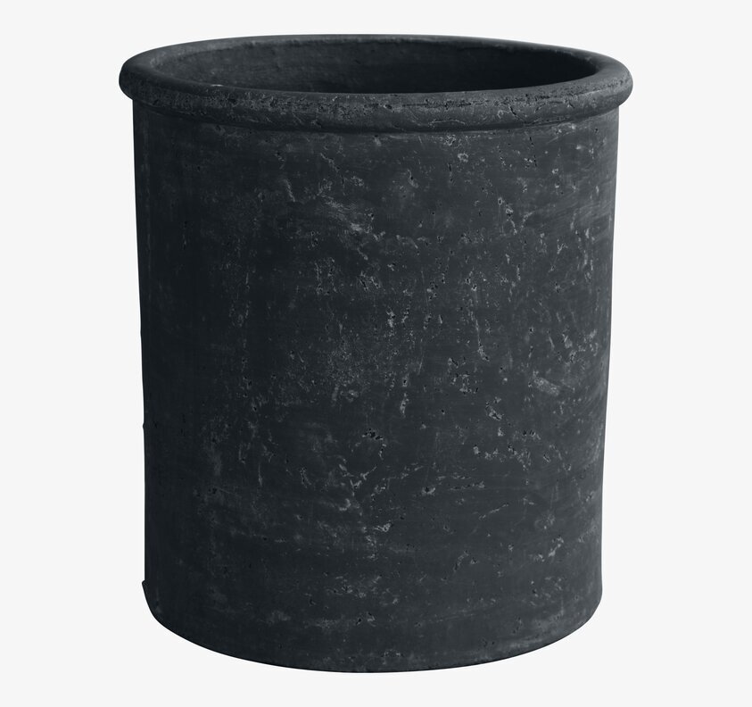 Kruka Terracotta Svart L från Ernst, cylinderformad och svart