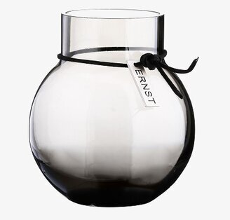 Värmeljuslykta Rund Rökgrå från Ernst med svart snöre