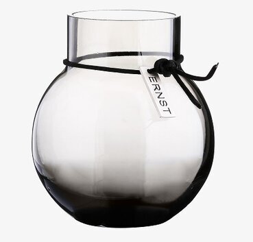 Värmeljuslykta Rund Rökgrå från Ernst med svart snöre