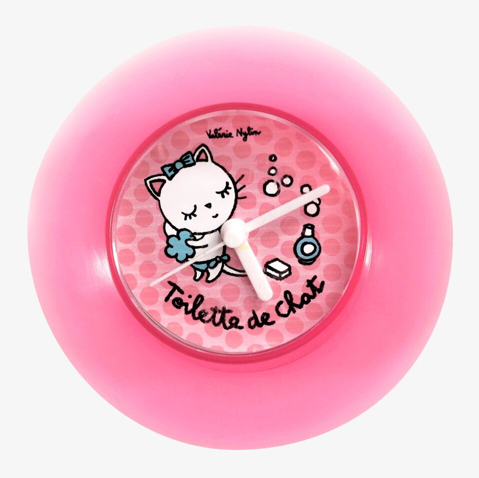 Badrumsklocka Rosa från Derriére la porte med kattmotiv