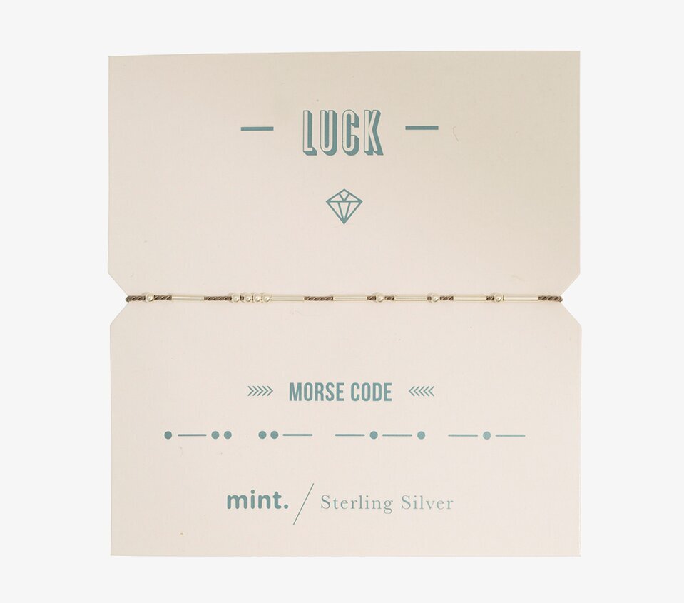 Armband LUCK - Morse Code från Timi of Sweden på vit kartong
