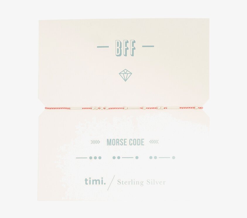 Armband BFF - Morse Code från Timi of Sweden på vit kartong