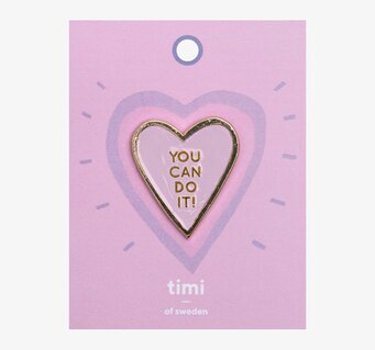 Pin - You Can Do It från Timi of Sweden, rosa hjärta med guld