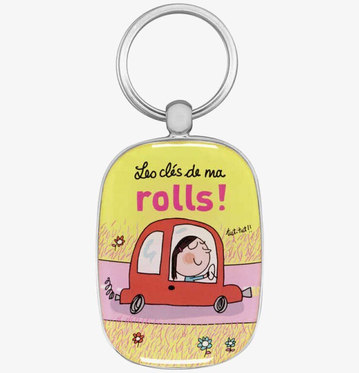 Nyckelring Bil Gul från Derriére la porte med röd bil