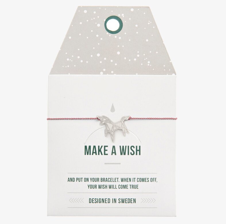Armband Unicorn från Timi of Sweden på vit kartongförpackning