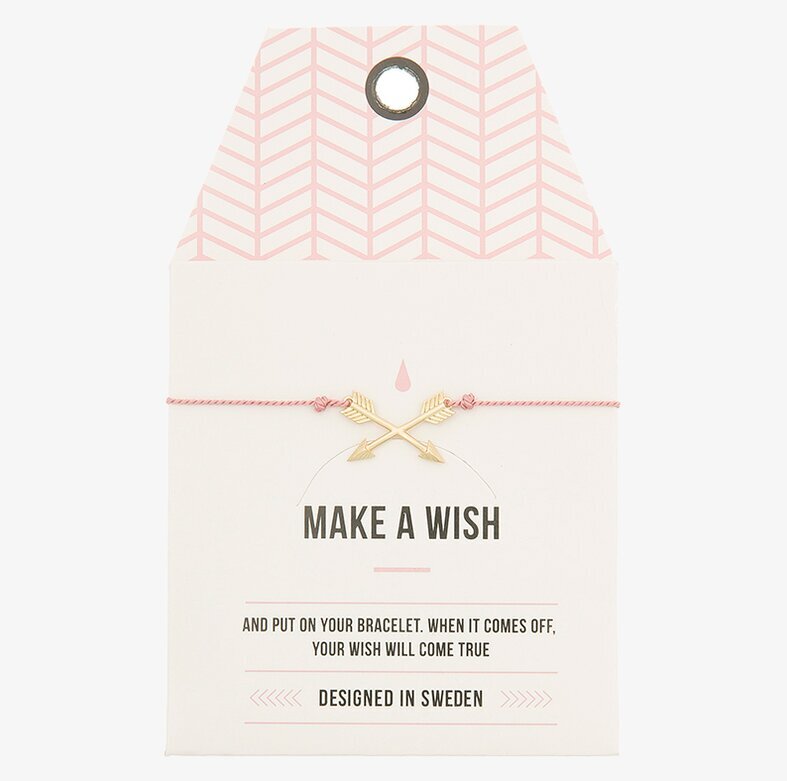 Armband Cross Arrow från Timi of Sweden på ljusrosa kort